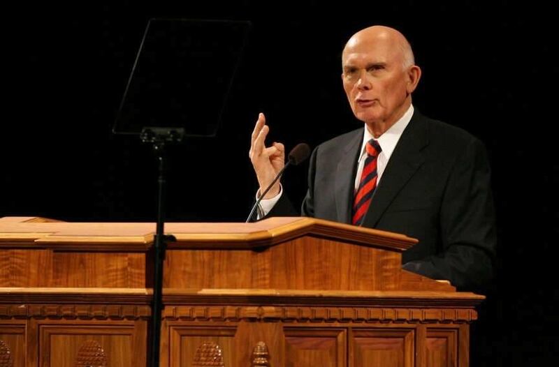 Elder Dallin H. Oaks speaks during a 2010 general conference address.
