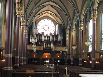 The interior of the Cathedral of the Madeleine in Salt Lake City is Gothic. The exterior Romanesque.