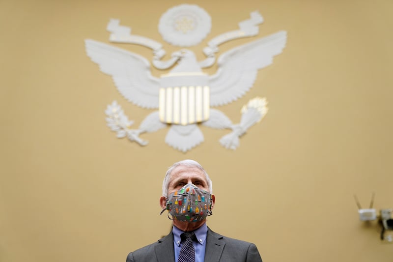 Dr. Anthony Fauci arrives for a House Select Subcommittee on the Coronavirus Crisis on the Capitol Hill in Washington.