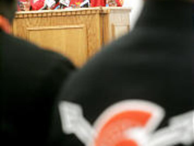 Real Salt Lake's Leslie "Tiger" Fitzpatrick speaks at a news conference where Utah's first lady announced players' involvement in "Power in You."