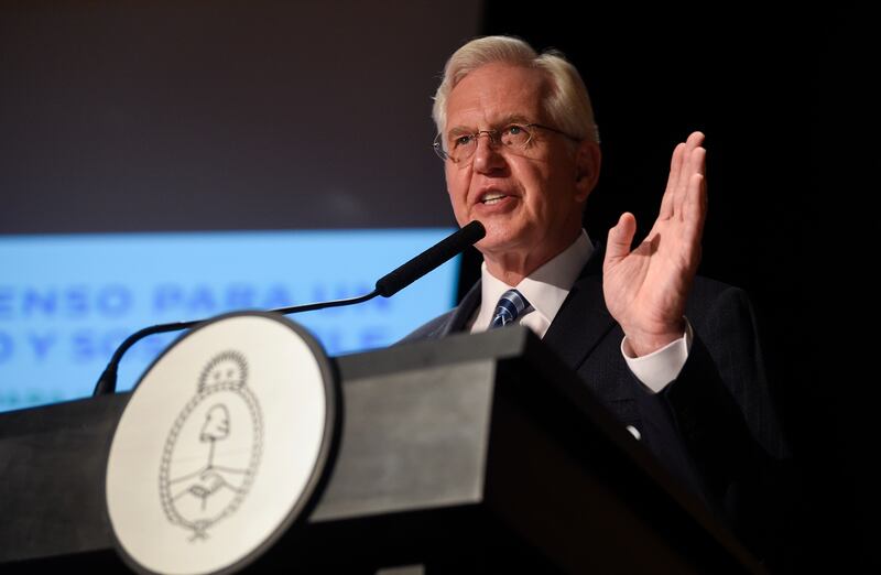 Elder D. Todd Christofferson, a member of the Quorum of the Twelve Apostles of The Church of Jesus Christ of Latter-day Saints, speaks at the G20 Interfaith Forum in Buenos Aires, Argentina, on Wednesday, Sept. 26, 2018.