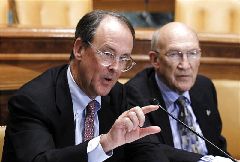 Erskine Bowles and former Wyoming Sen. Alan Simpson, co-chairmen of President Barack Obama's deficit commission.