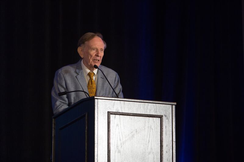 Richard Bushman, author, historian and scholar, speaks during his birthday dinner