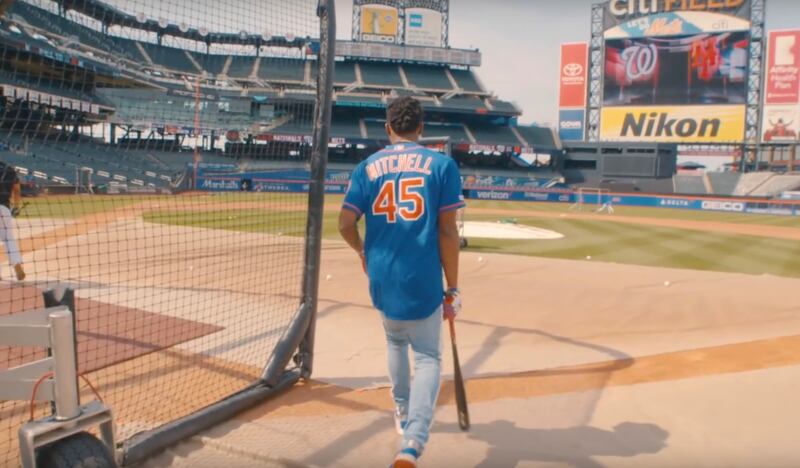 Screenshot from YouTube of Donovan Mitchell during batting practice on Wednesday, May 22.