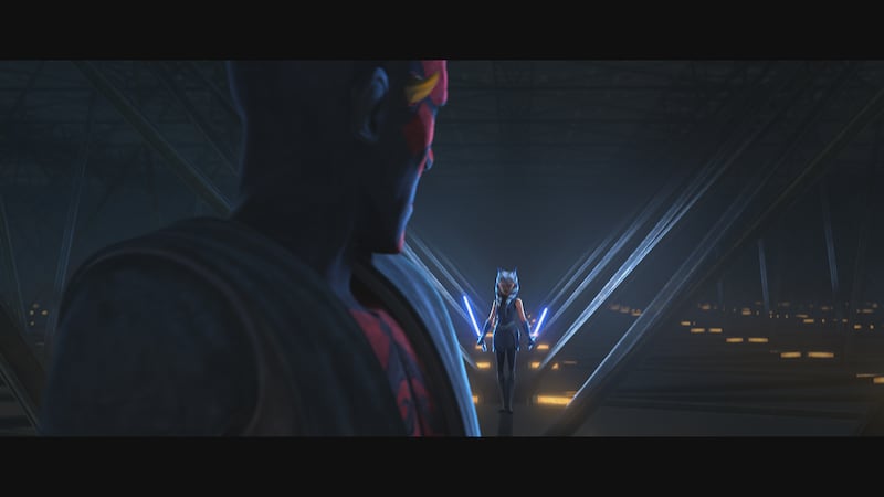 Ahsoka Tano faces Maul in “Star Wars: The Clone Wars” exclusively on Disney+.