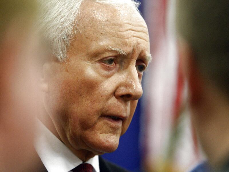 Senator Orrin Hatch talks with delegates during the 2011 Republican State Convention Saturday, June 18, 2011 at South Towne Exposition Center.