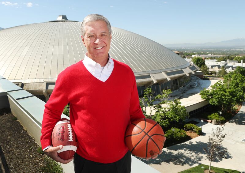 Dr. Chris Hill poses at the University of Utah in Salt Lake City on Tuesday, May 15, 2018. Hill will retire as athletic director.