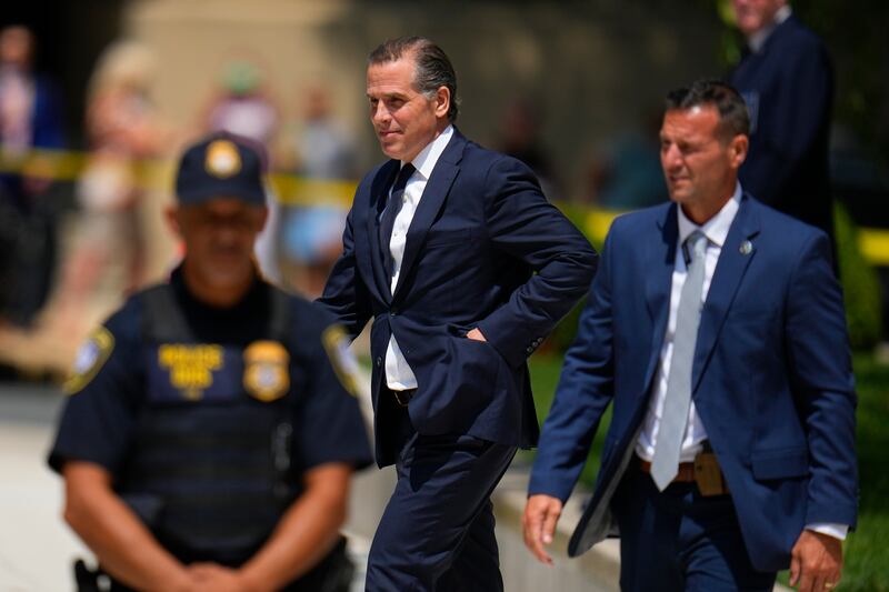 President Joe Biden’s son, Hunter Biden, leaves after a court appearance in Wilmington, Del.