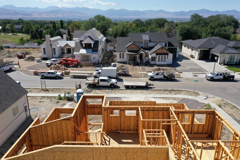 Homes under construction in Draper are pictured on Thursday, Sept. 1, 2022.