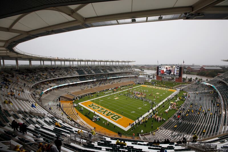 A nearly empty McLane Stadium is seen minutes before kickoff between Iowa State and Baylor in on Saturday, Oct. 24, 2015, in Waco, Texas.