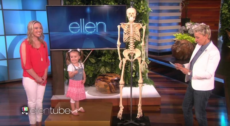 Brielle Milla, 4, teaches Ellen DeGeneres about human anatomy.