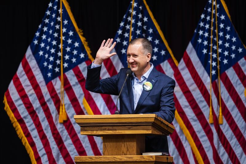 Utah State Auditor John Dougall speaks during the Utah Republican Party convention in Orem on April 22, 2023.