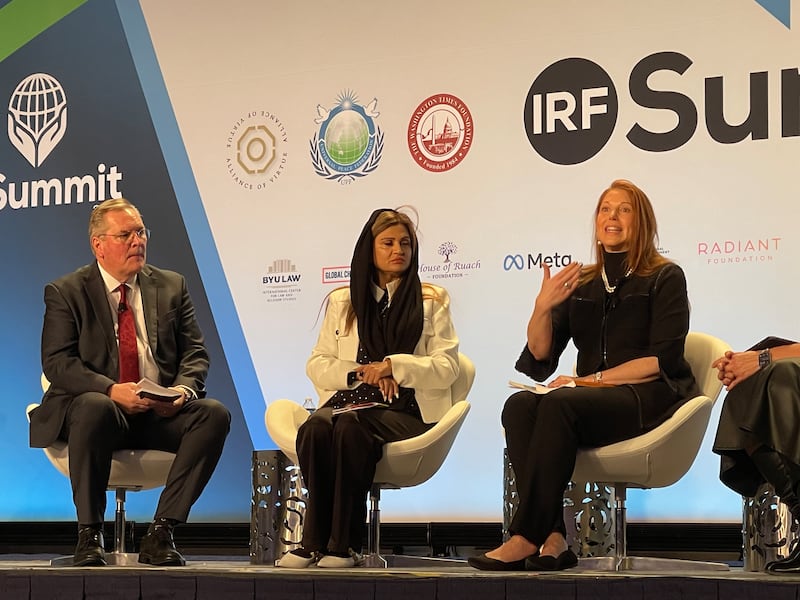 Rabbi Diana Gerson, associate executive vice president of the New York Board of Rabbis, speaks at the IRF Summit on Jan. 31, 2024.