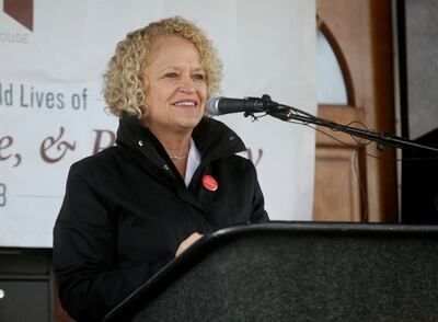 Salt Lake City Mayor Jackie Biskupski speaks during a groundbreaking ceremony in Salt Lake City on Friday, March 1, 2019.