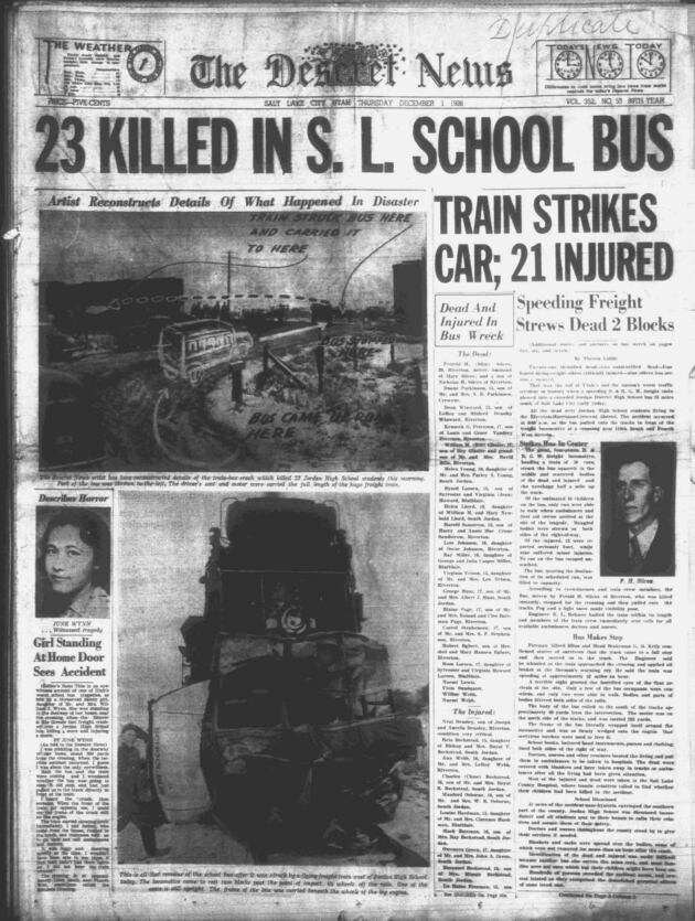 Deseret News archives: Train, school bus collided in Salt Lake City in 1938