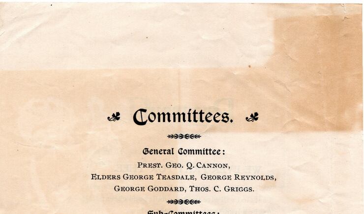 A page from the program for Wilford Woodruff's 90th birthday celebration in 1897.