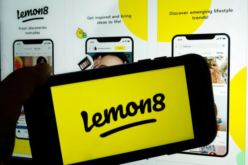 This photo shows the logo and application page for the social media site Lemon8, in New York, Wednesday, April 5, 2023.