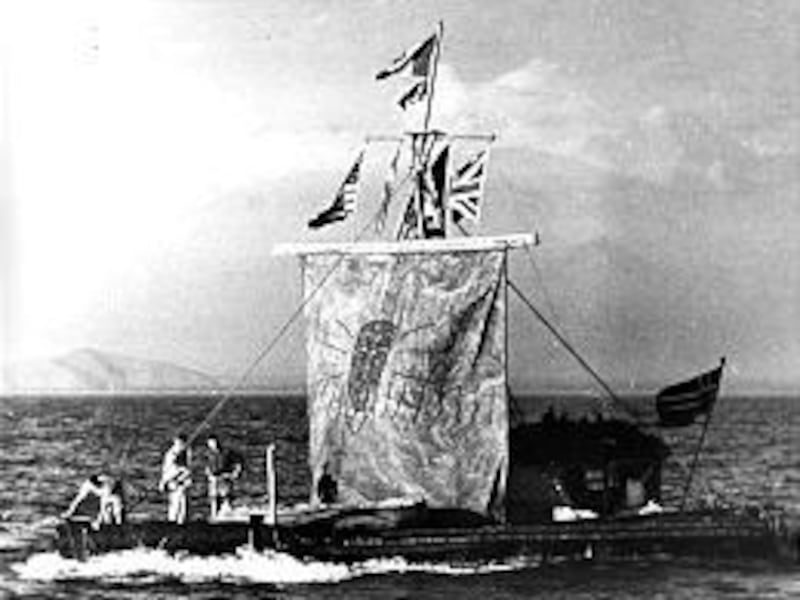 The Kon-Tiki is shown after its arrival at Papeete, Tahiti, Sept. 18, 1947. The voyage was to prove Thor Heyerdahl's exploration theory.