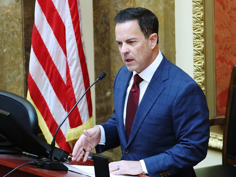 House Speaker Brad Wilson, R-Kaysville, speaks during the opening day of the Utah Legislature’s 2023 session on Jan. 17, 2023.