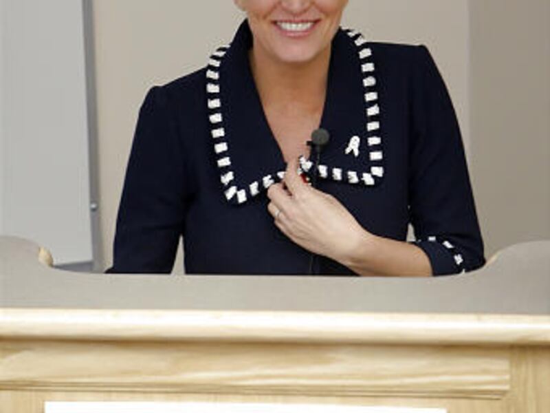 Melanie Bloom, wife of the late NBC reporter David Bloom, speaks at University of Utah School of Medicine Tuesday.