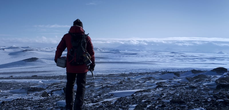 This image released by Bleecker Street shows Mads Mikkelsen in a scene from "Arctic."