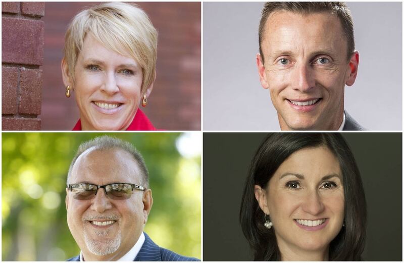 (Clockwise from top left): Katherine P. Frank, Brad L. Mortensen, Melody Rose and Frank R. Lamas have been selected as finalists for the presidency of Weber State University.