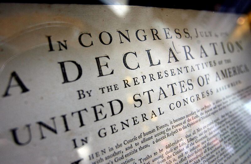 An original copy of the Declaration of Independence.