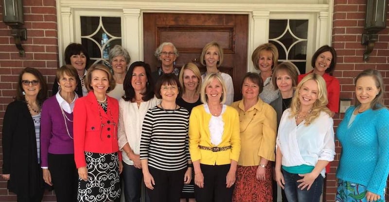 FILE - Members of the 100 Women Who Care Salt Lake City chapter on May 2015. Back row left to right: Sue Thornton, Karen Edgely, Elinda McKenna, Sonja Brown, Kathleen Barlow and Stephanie Babalis. Front row left to right: Janet Ellison, Glenda Shrader, Li