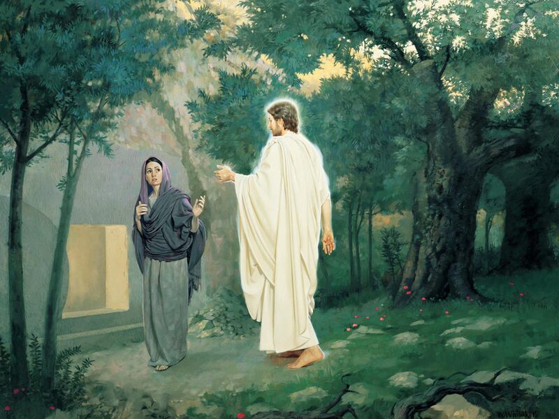 Mary went to the tomb and saw the resurrected Christ.