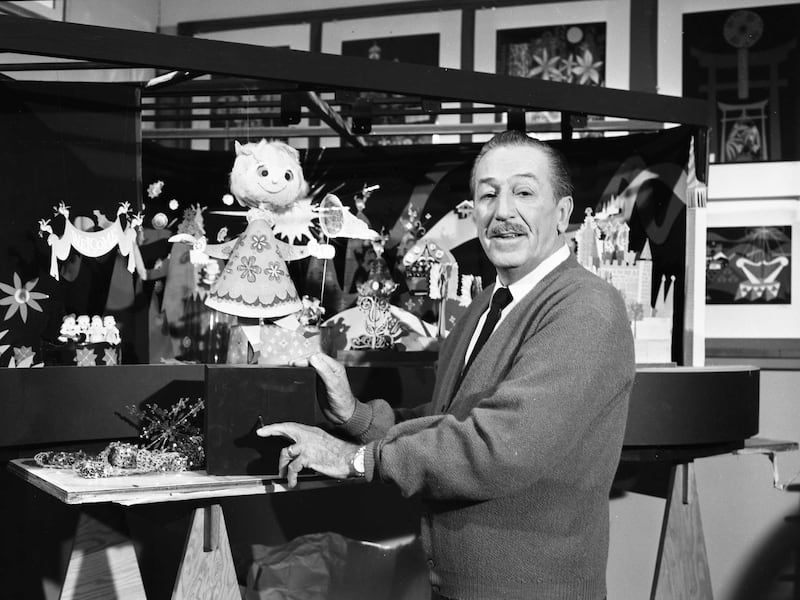 In this 1964 photo, Walt Disney films ‘The Wonderful World of Color’ episode entitled ‘Disneyland Goes to the World’s Fair.’ Disney Parks is celebrating the 50th anniversary of its iconic ‘it’s a small world’ attraction with a global celebration that benefits UNICEF.