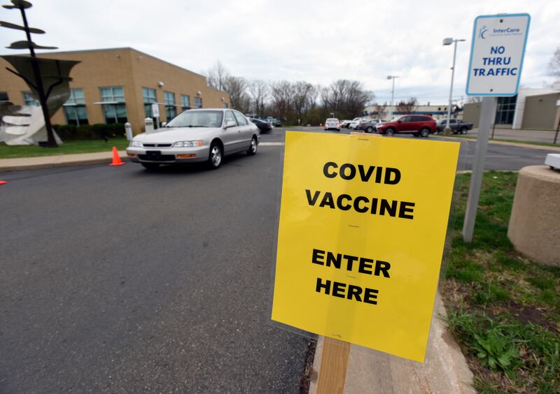 A COVID-19 vaccine clinic is held at InterCare Community Health Network, Friday, April 9, 2021, in Benton Harbor, Mich.