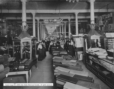 This undated photo shows the ZCMI textile department on Salt Lake City's Main Street.