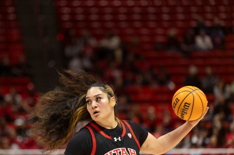 Utah Utes forward Alissa Pili (35) controls the ball at University of Utah’s Huntsman Center in Salt Lake City on Jan. 14, 2024. University of Utah won 93-56.