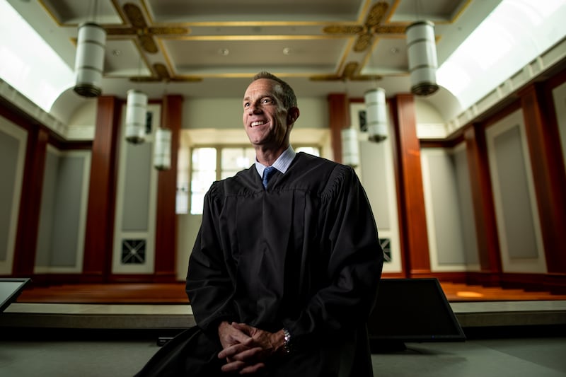 Utah Supreme Court Justice Thomas Lee poses for a photo inside the Supreme Court at the Matheson Courthouse in Salt Lake City on Friday, June 10, 2022.