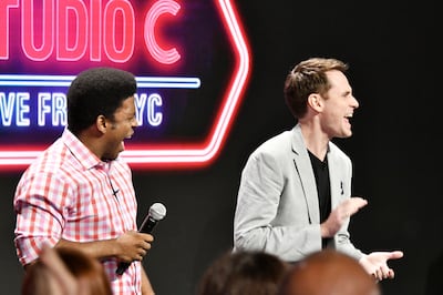 Comedians Stacey Harkey and Matt Meese perform onstage during "Studio C Live from NYC" featuring Kenan Thompson at Hammerstein Ballroom on Friday, Aug. 24, 2018 in New York City.