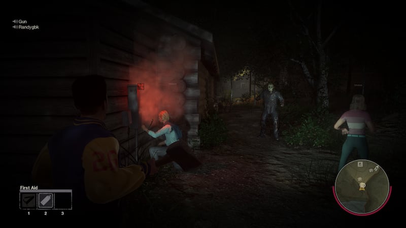 Camp counselors attempt to evade a player-controlled Jason Voorhees in "Friday the 13th: The Game."
