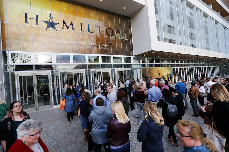 Opening night of the musical “Hamilton” at the George S. and Dolores Doré Eccles Theater in Salt Lake City.