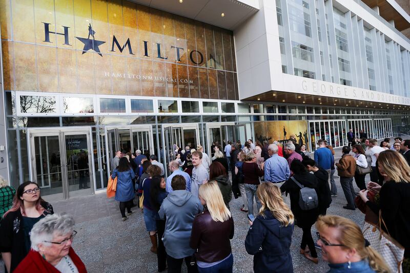Opening night of the musical “Hamilton” at the George S. and Dolores Doré Eccles Theater in Salt Lake City.