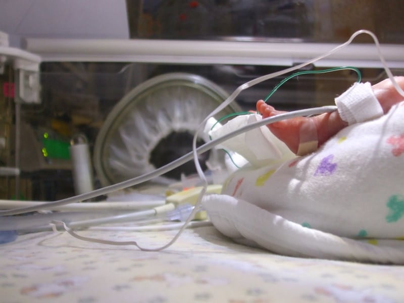Quinn Sellers, pictured here in the NICU at Intermountain Medical Center in 2010, was about the size of a water bottle when she was delivered by C-section at 25 weeks gestation.