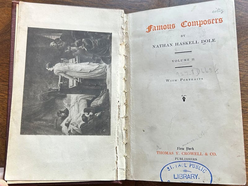 The book “Famous Composers” was recently returned to the St. Paul Public Library in St. Paul, Minn. The tome turned up while someone was sorting through a relative’s belongings. The checkout slip shows it was last borrowed in 1919, Minnesota Public Radio reports.