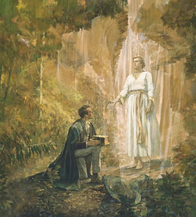 A painting by Kenneth Riley depictsJoseph Smith receiving the Book of Mormon plates from the angel Moroni. The Church of Jesus Christ of Latter-day Saints announced July 30, 2025, that new resources on the founding prophet's character, the translation of the Book of Mormon and the practice of plural marriage are now available.
