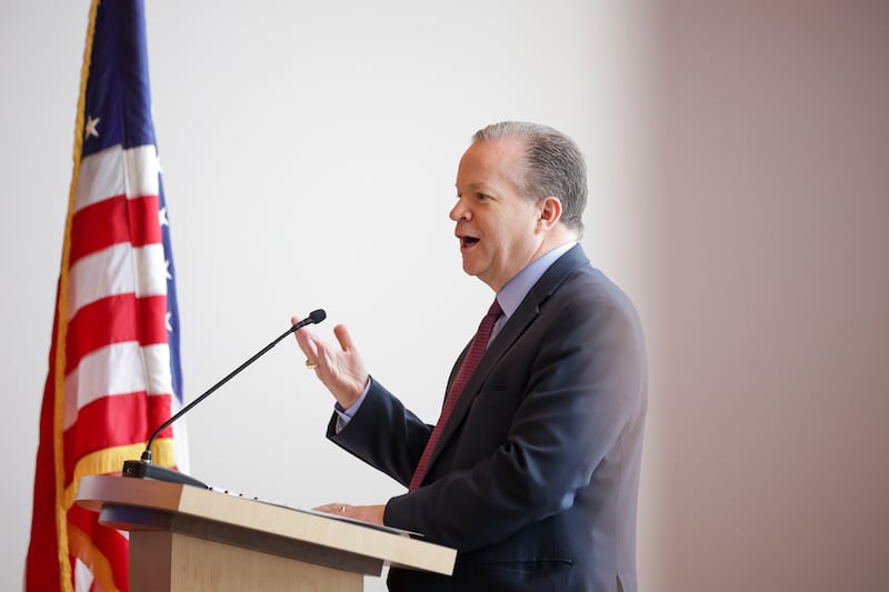 Boyd Matheson speaks at This Is the Place Heritage Park in Salt Lake City on Thursday, Dec. 16, 2021.