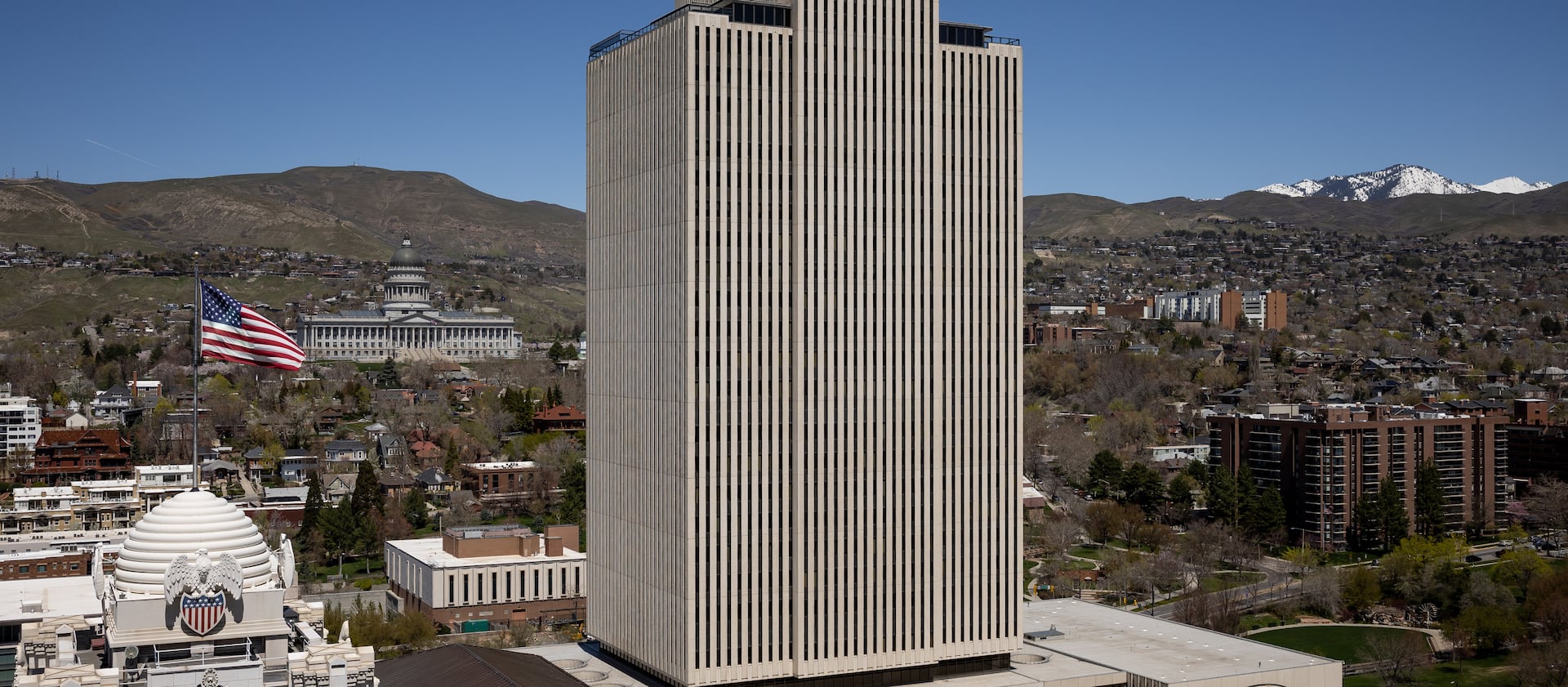 The Church Office Building of The Church of Jesus Christ of Latter-day Saints in Salt Lake City is pictured on April 28, 2023.