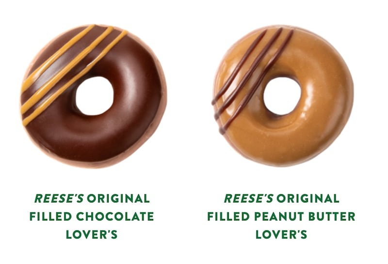 Krispy Kreme has teamed with Reese’s for new sugary, peanut buttery, chocolate donuts.