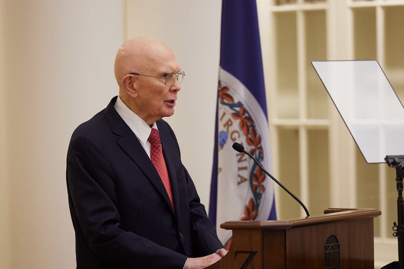 President Dallin H. Oaks speaks in the Rotunda at the University of Virginia on Friday, Nov. 12, 2021.
