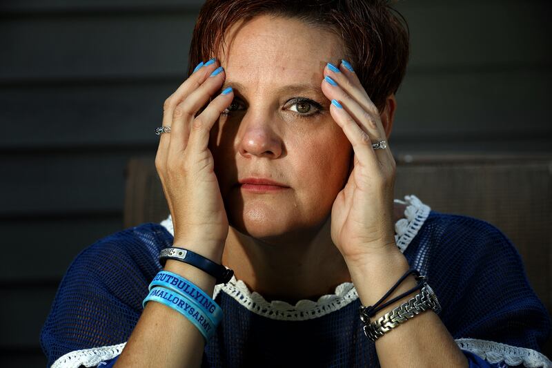Dianne Grossman's daughter, Mallory, committed suicide at age 12 after what her mom said was incessant bullying by classmates at school. In the aftermath of her death in 2017, Grossman, pictured Wednesday, July 18, 2018 ,in her Rockaway, New Jersey, home,