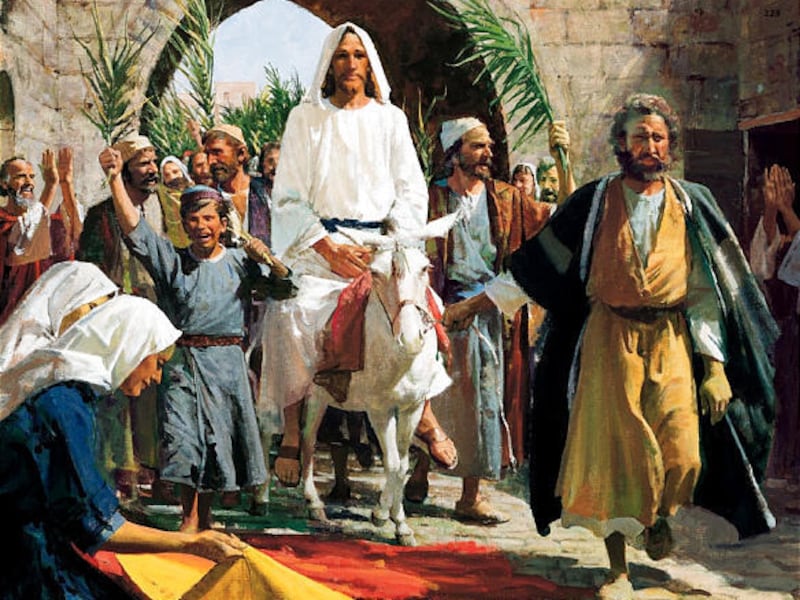 Harry Anderson's painting depicts the "Triumphal Entry."