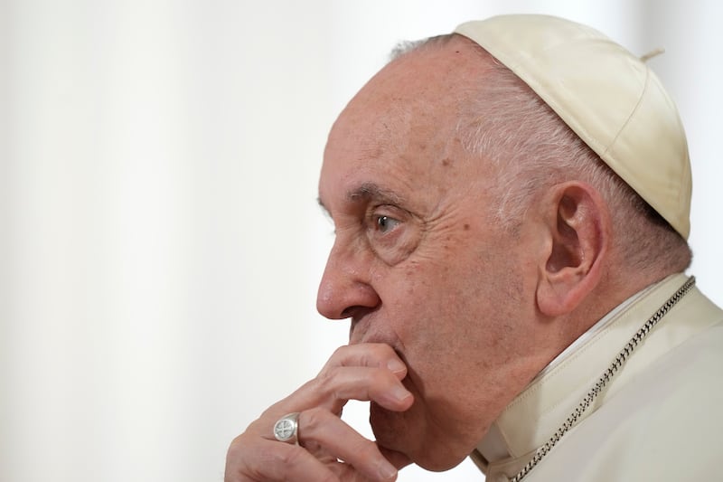 Pope Francis pauses during an interview at the Vatican, Tuesday, Jan. 24, 2023.