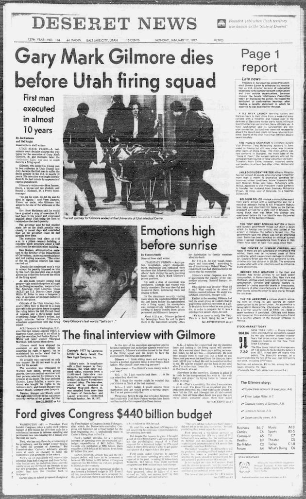 Deseret News archives: Gary Gilmore firing squad death in 1977 was first U.S. execution in 4 decades