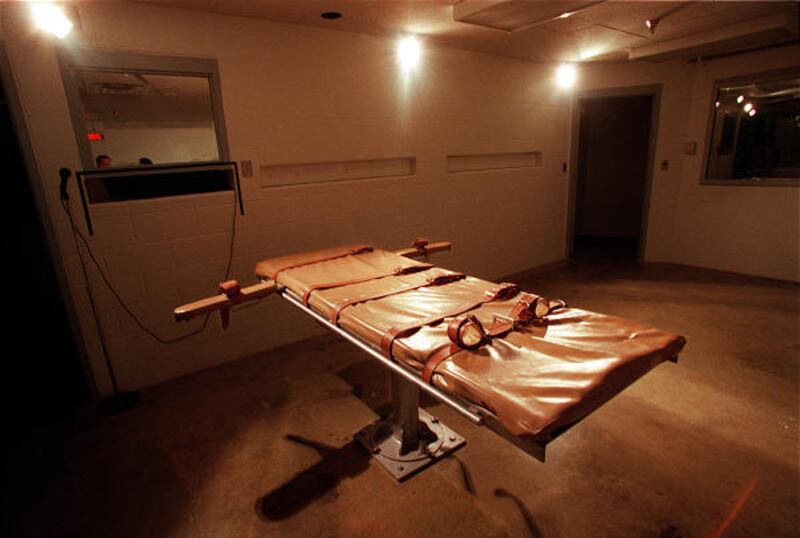 The execution room at the Utah State Prison holds a bed where the inmate is strapped down and then given a lethal injection.